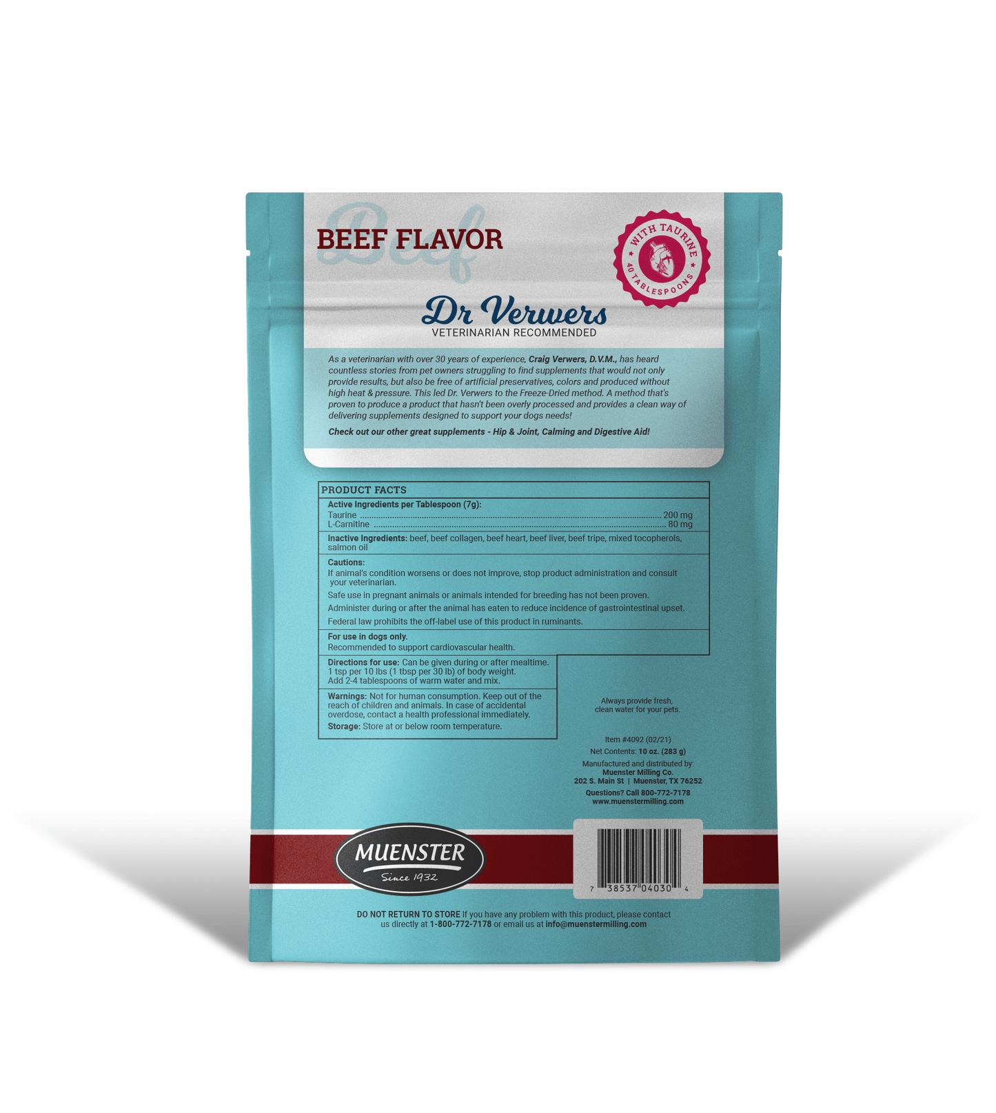 Dr Verwers Heart Strong A Daily L-Carnitine & Taurine Supplement