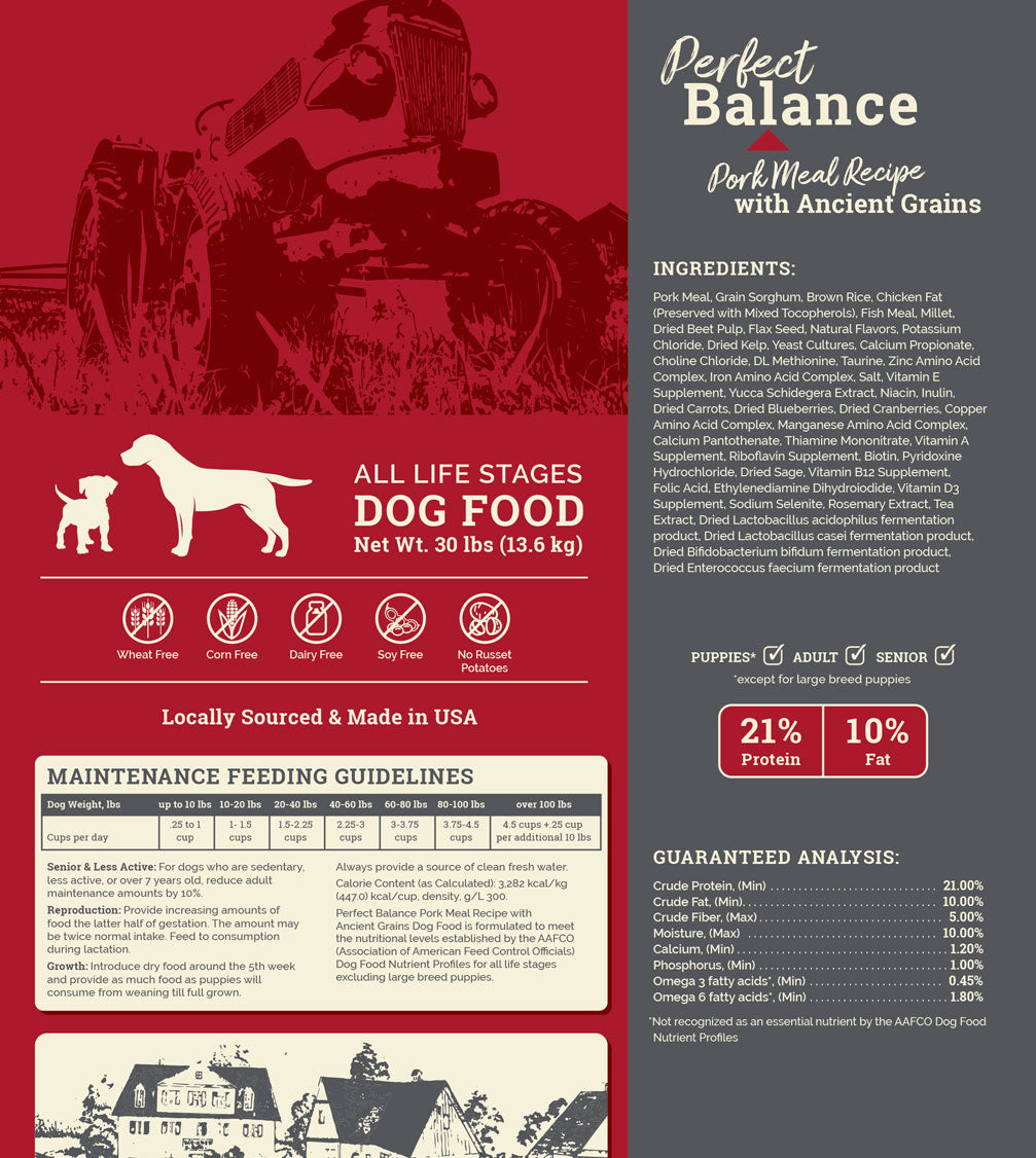 Perfect Balance Pork Meal Recipe with Ancient Grains Dog Food