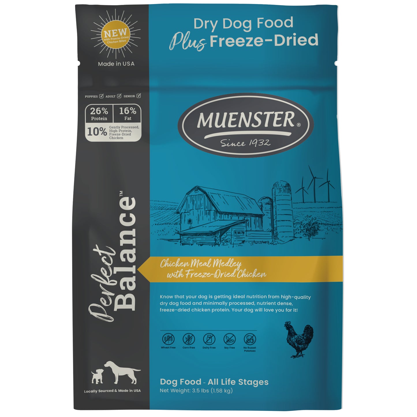 Muenster Perfect Balance Chicken Meal Medley Dry Dog Food with Freeze-Dried Chicken Bites