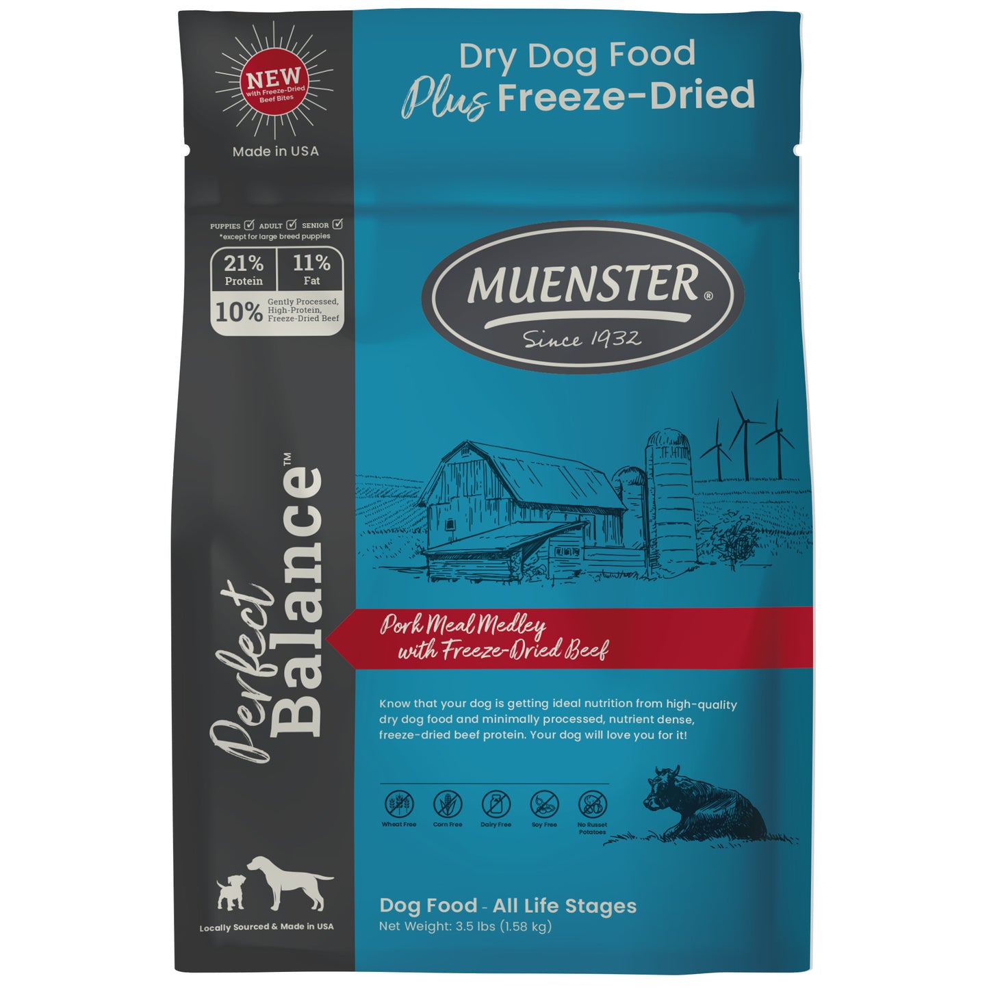 Muenster Perfect Balance Pork Medley with Freeze-Dried Beef Dry Dog Food