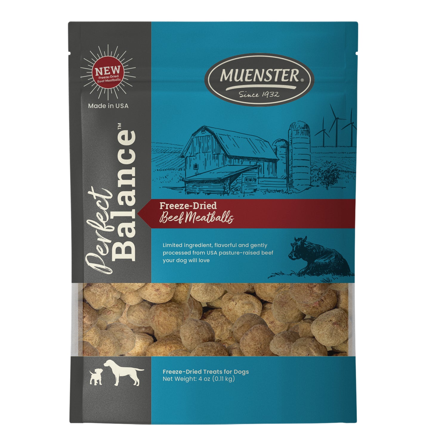 Muenster Perfect Balance Freeze-Dried Meatball Treats for Dogs