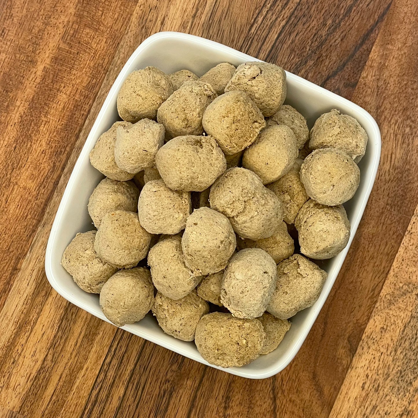 Close-up of Freeze Dried Beef Meatballs for Dogs