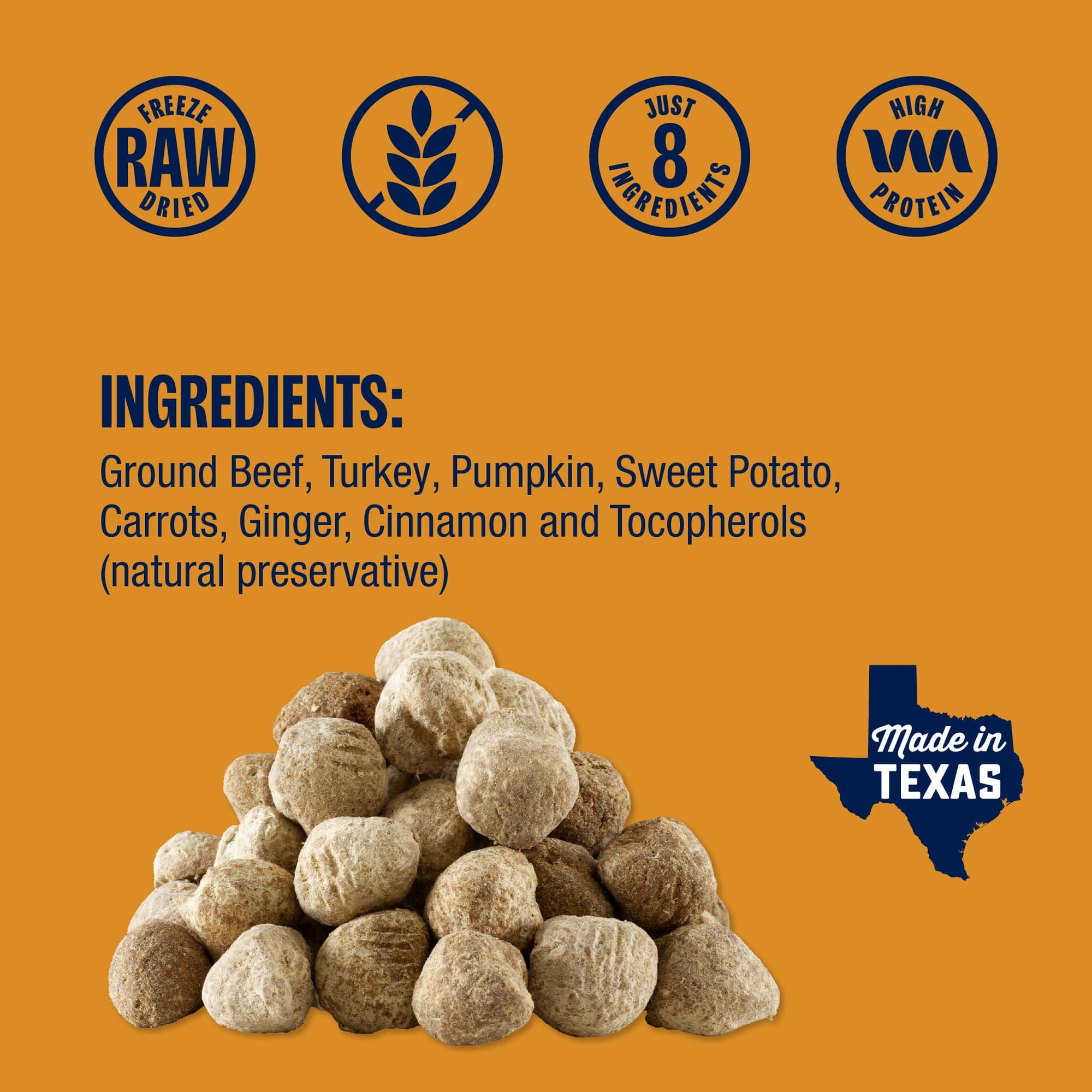 Freeze-Dried Pumpkin Spice Meatballs Dog Treats