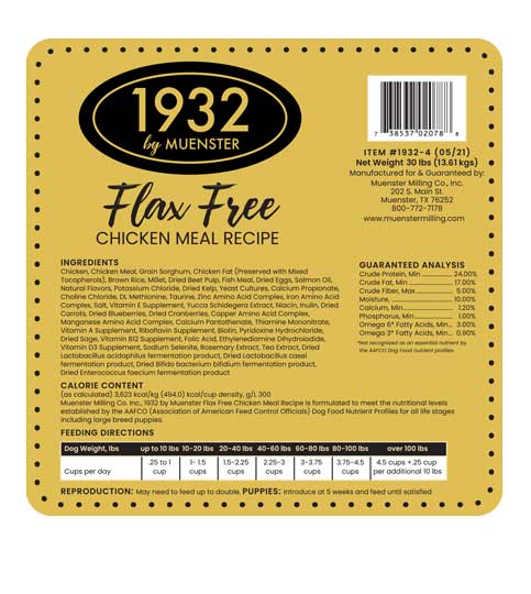 1932 Flax Free Chicken Dog Food Muenster Pet