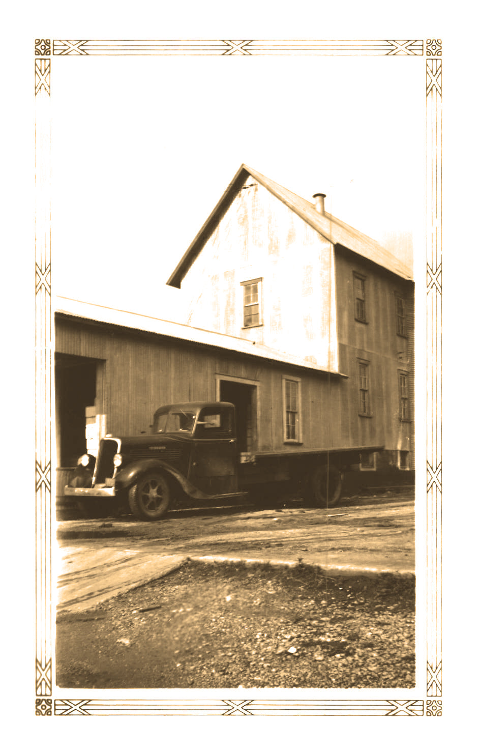Historic delivery truck outside Muenster Milling Company