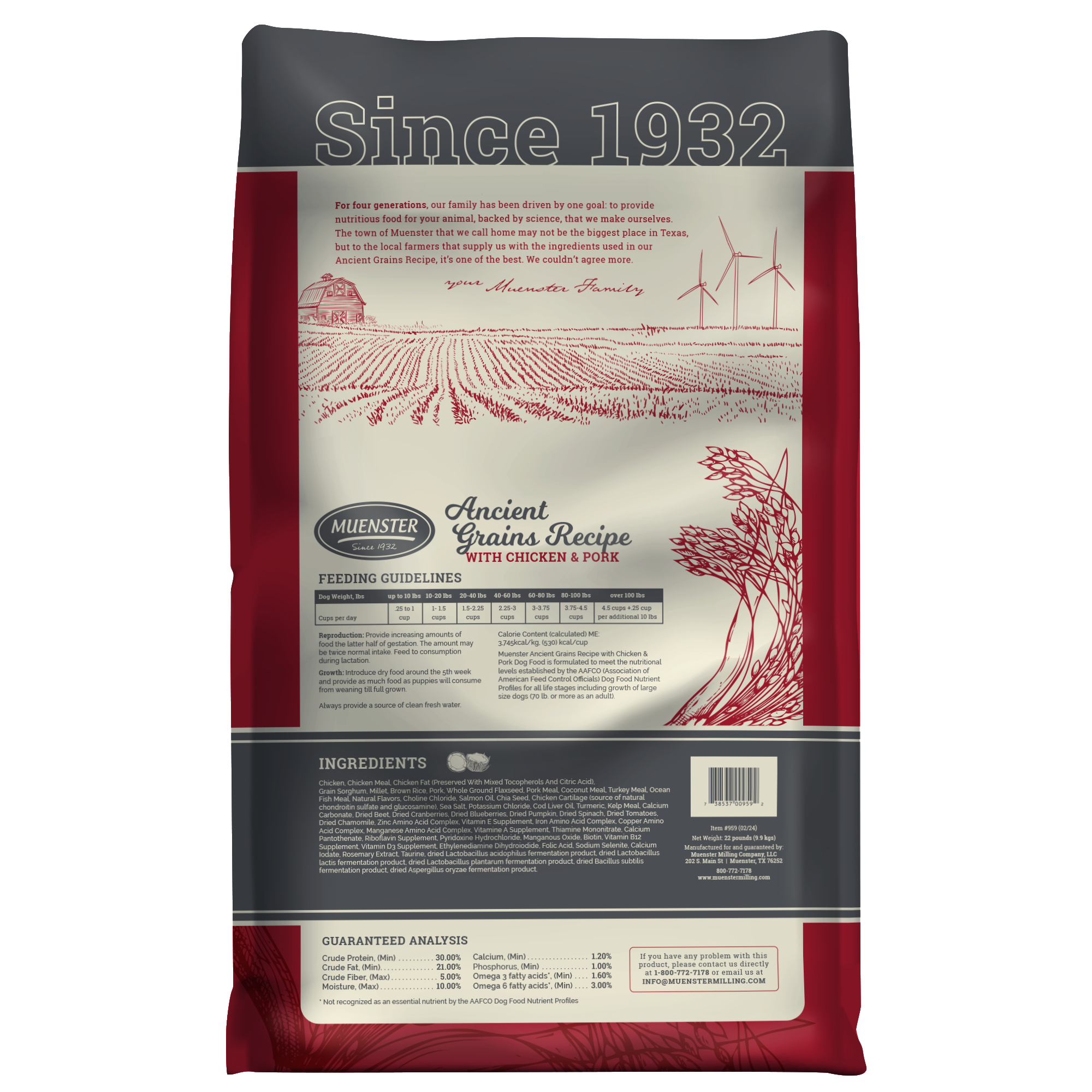 Ancient Grains Chicken and Pork 22 lb back of bag