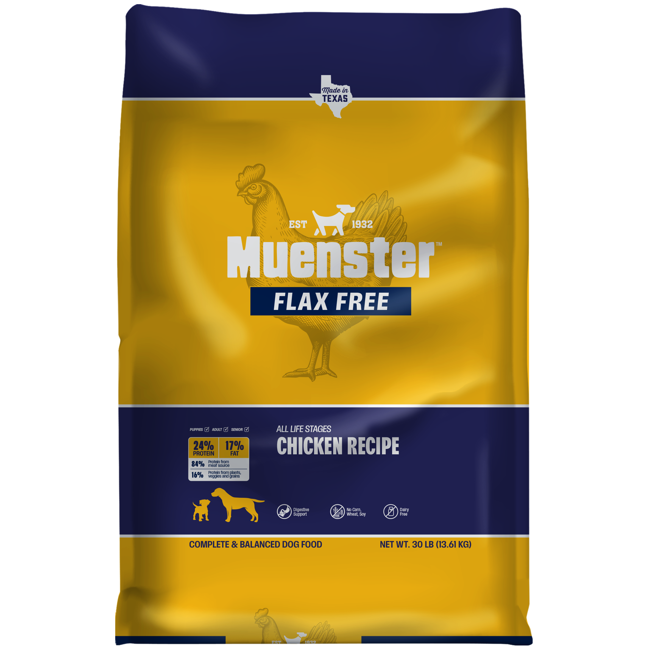 Muenster Flax Free Chicken Recipe dog food bag 