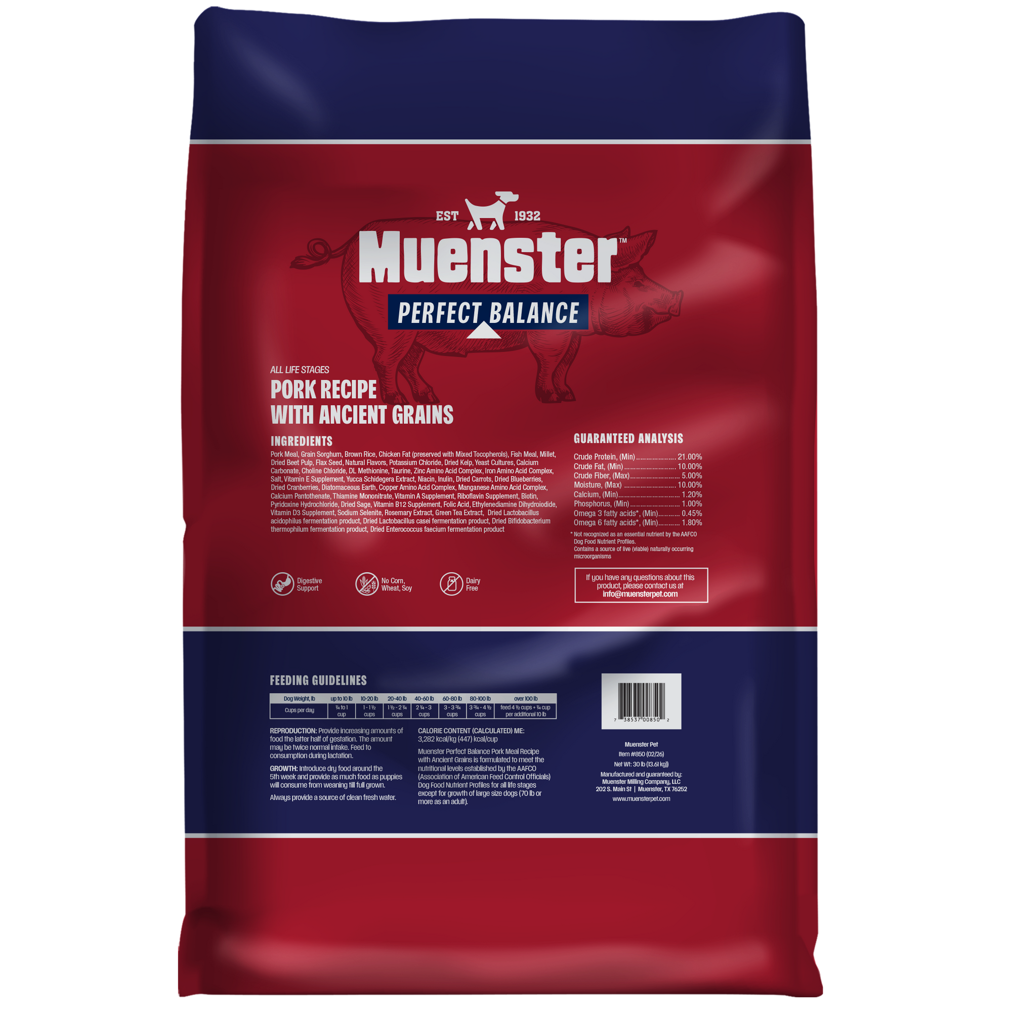 Muenster Perfect Balance Pork back of the bag
