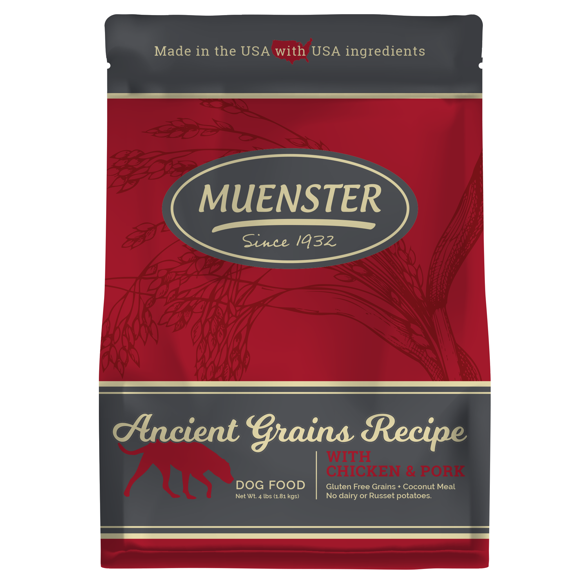 Muenster Ancient Grains Chicken & Pork dog food, 4 lb