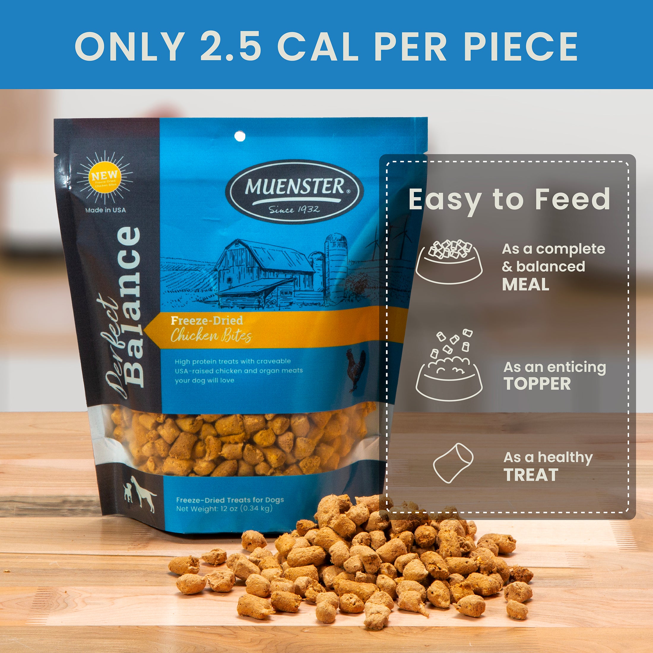 Perfect Balance Freeze-Dried Chicken Bites Complete & Balanced Dog Food, Treat and Topper