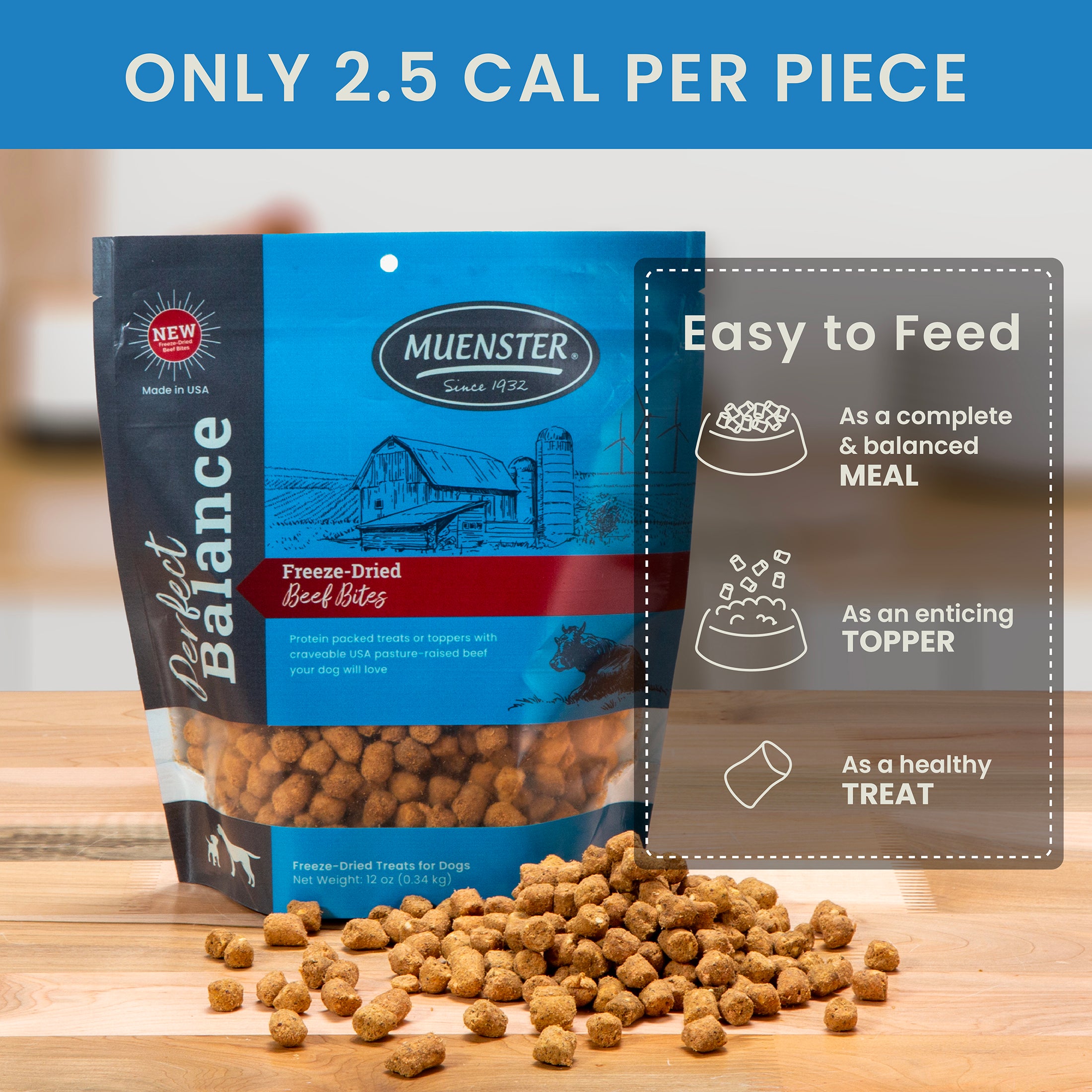 Perfect Balance Freeze-Dried Beef Bites Complete & Balanced Dog Food, Treat and Topper