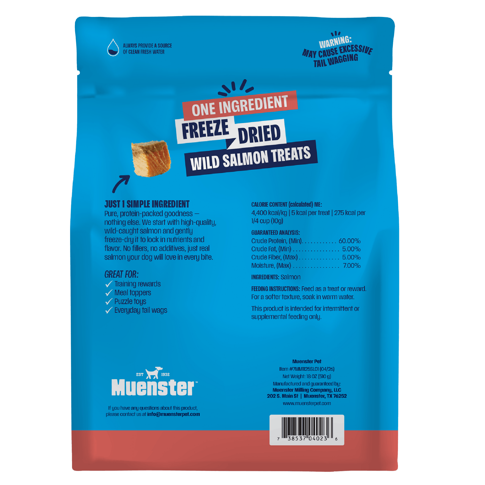 Muenster Salmon Dog treats - back of package