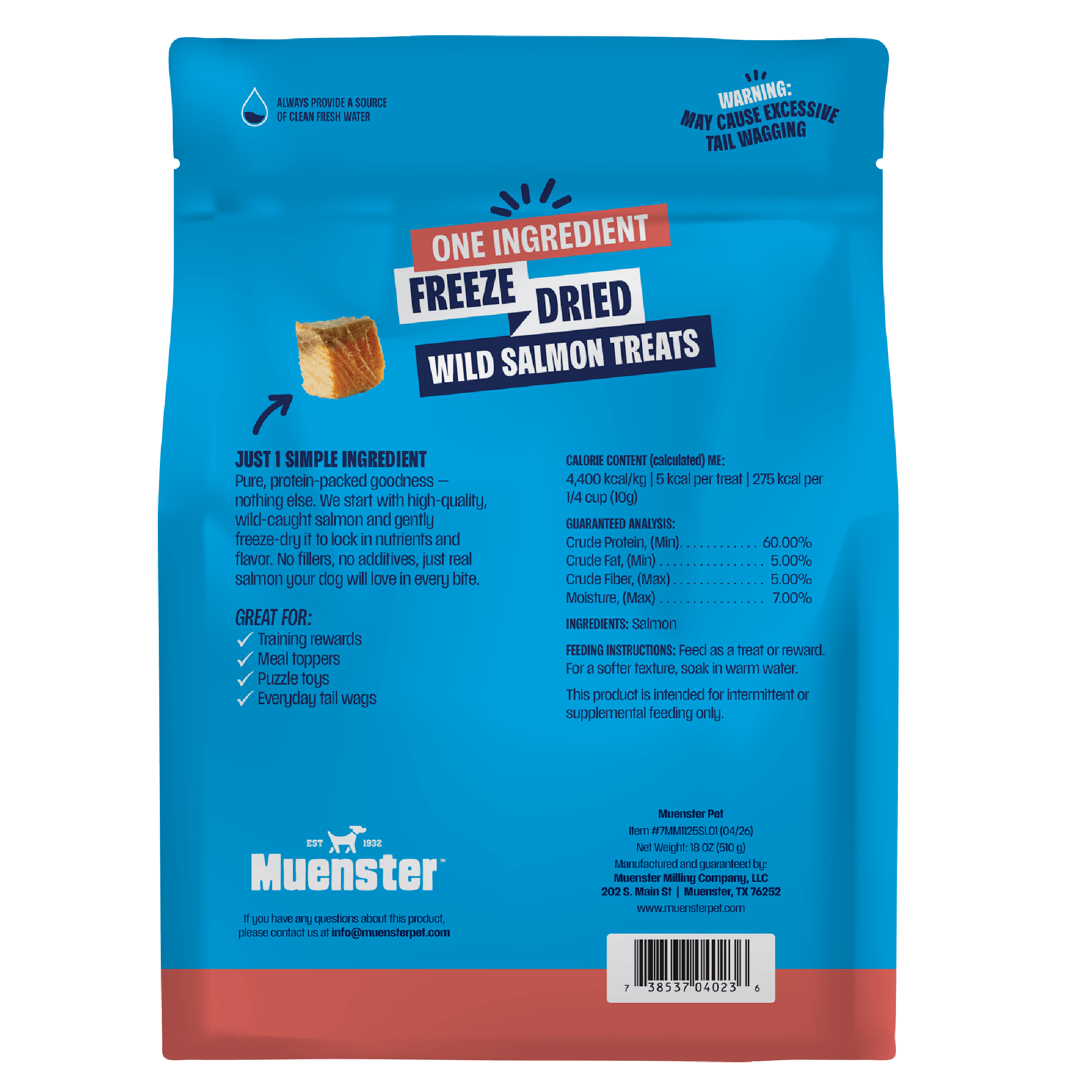 Muenster Salmon Dog treats - back of package