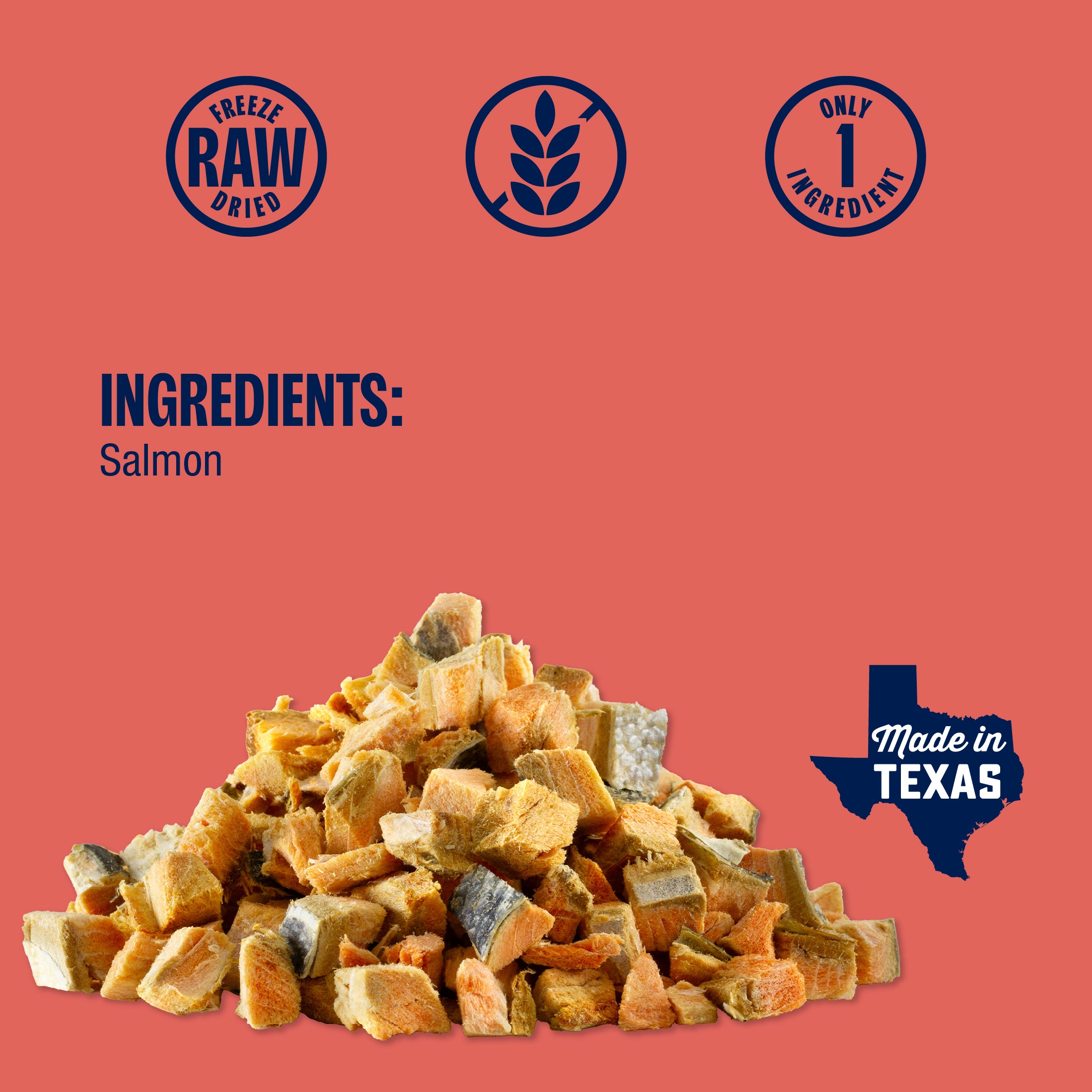 Wild Salmon One Ingredient Freeze-Dried Dog Treats, 3 oz bag