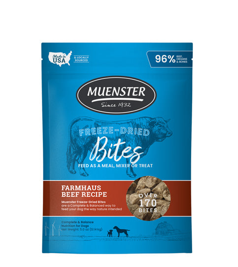 Muenster Freeze-Dried Beef Bites - treat, topper or mix-in for dogs
