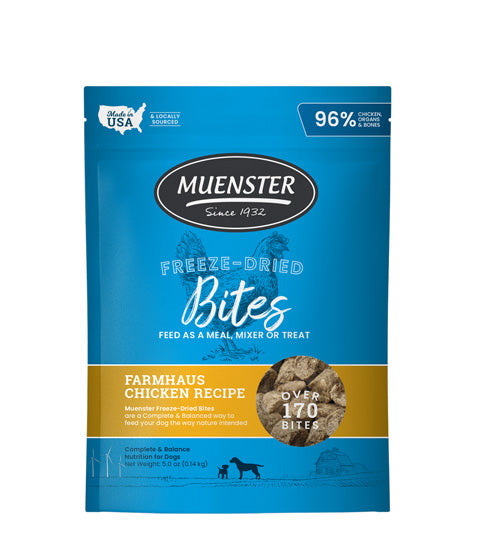 Muenster Freeze-Dried Chicken Bites 5 oz - meal, treat or mix-in for dogs