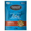 Muenster Freeze-Dried Bites Farmhaus Beef Recipe packaging on a green background