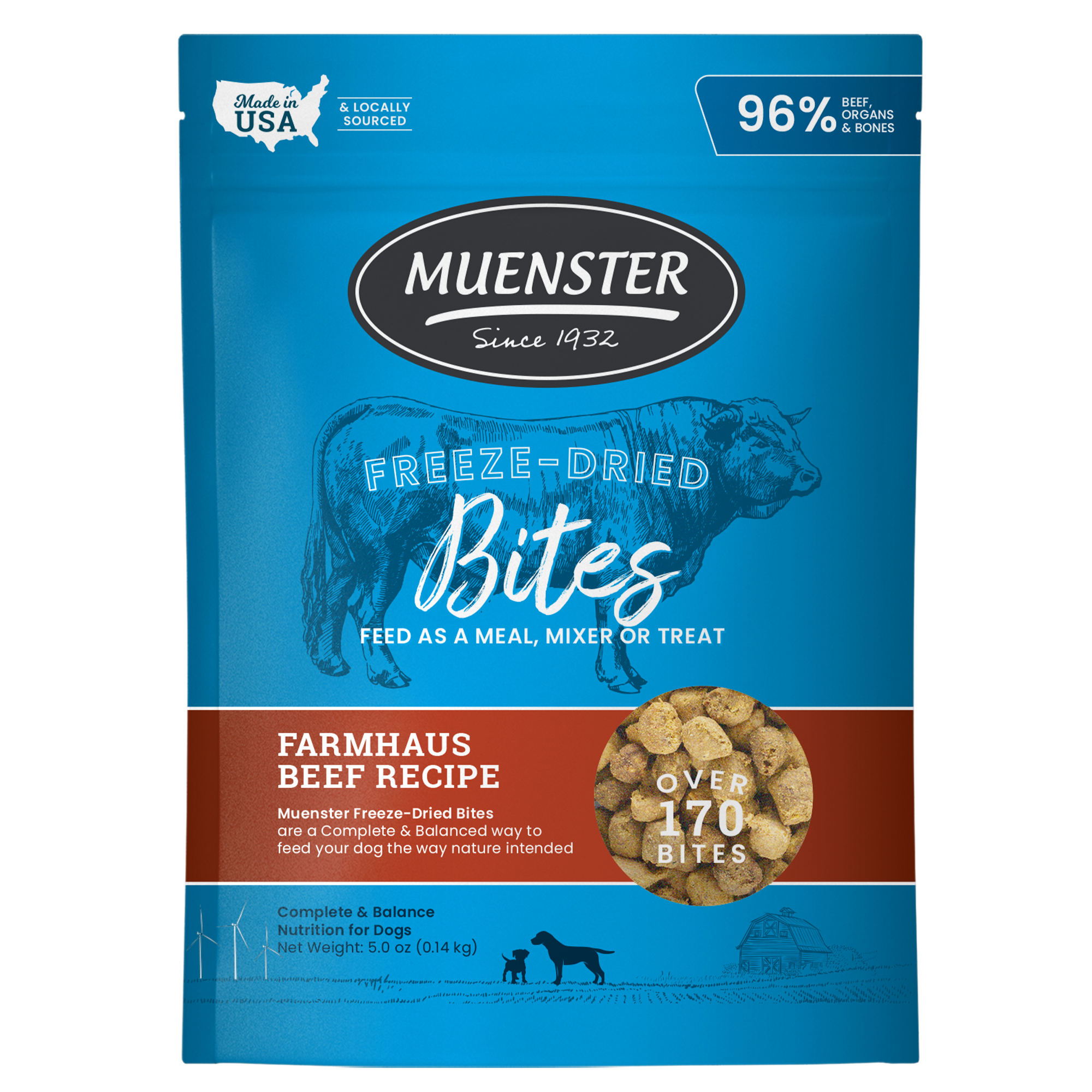 Muenster Freeze-Dried Beef Bites Complete & Balanced Treats 