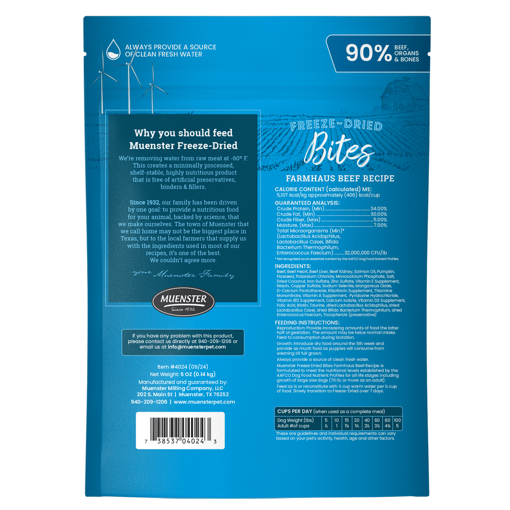 Beef Training Treats back of bag 5oz