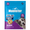 Muenster Freeze Dried Complete Meals Elk Entree packaging with a dog on a blue and purple background