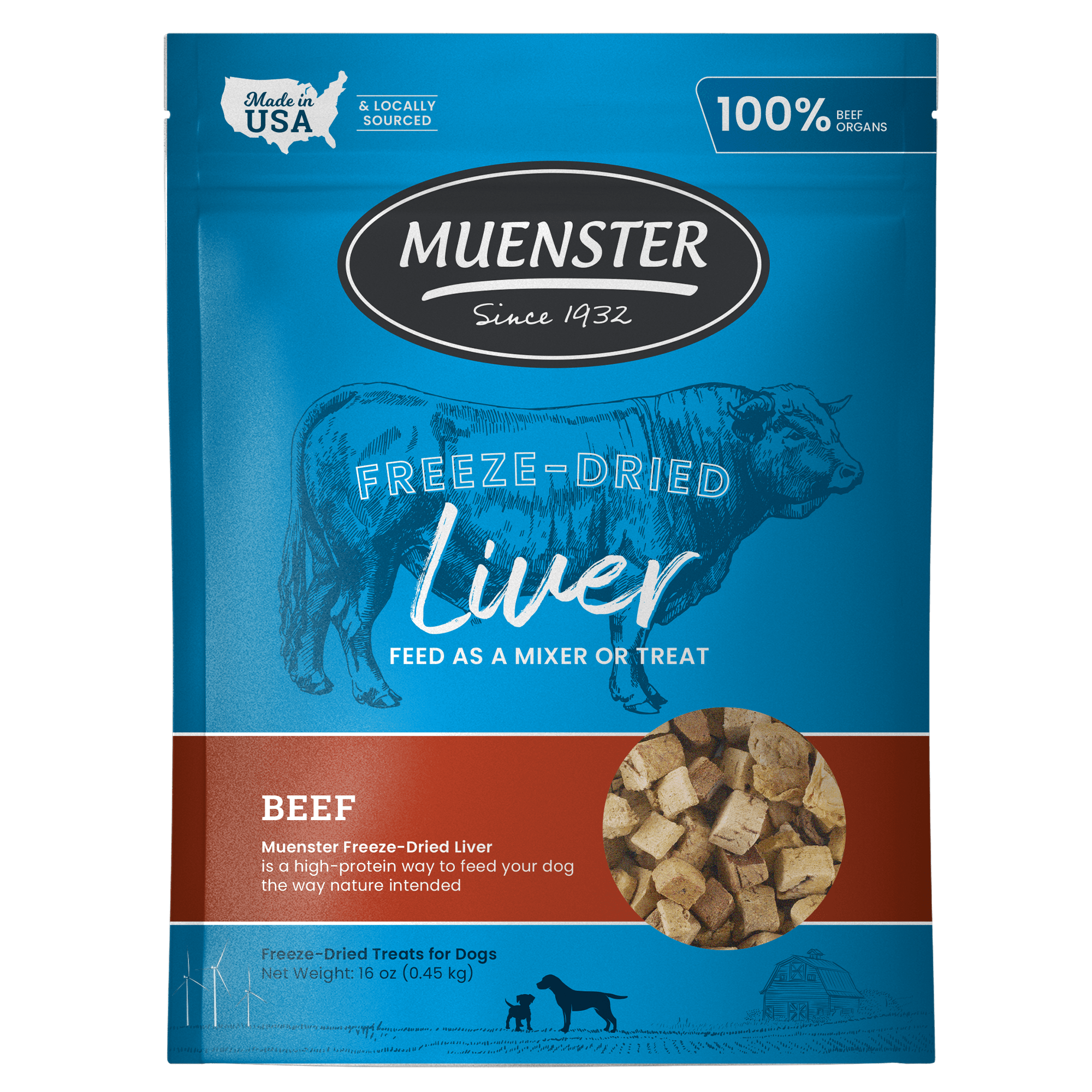 Muenster Freeze-Dried Singler Ingredient Treats Beef Liver 