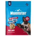 Muenster beef liver freeze-dried treats packaging for dogs on a green background