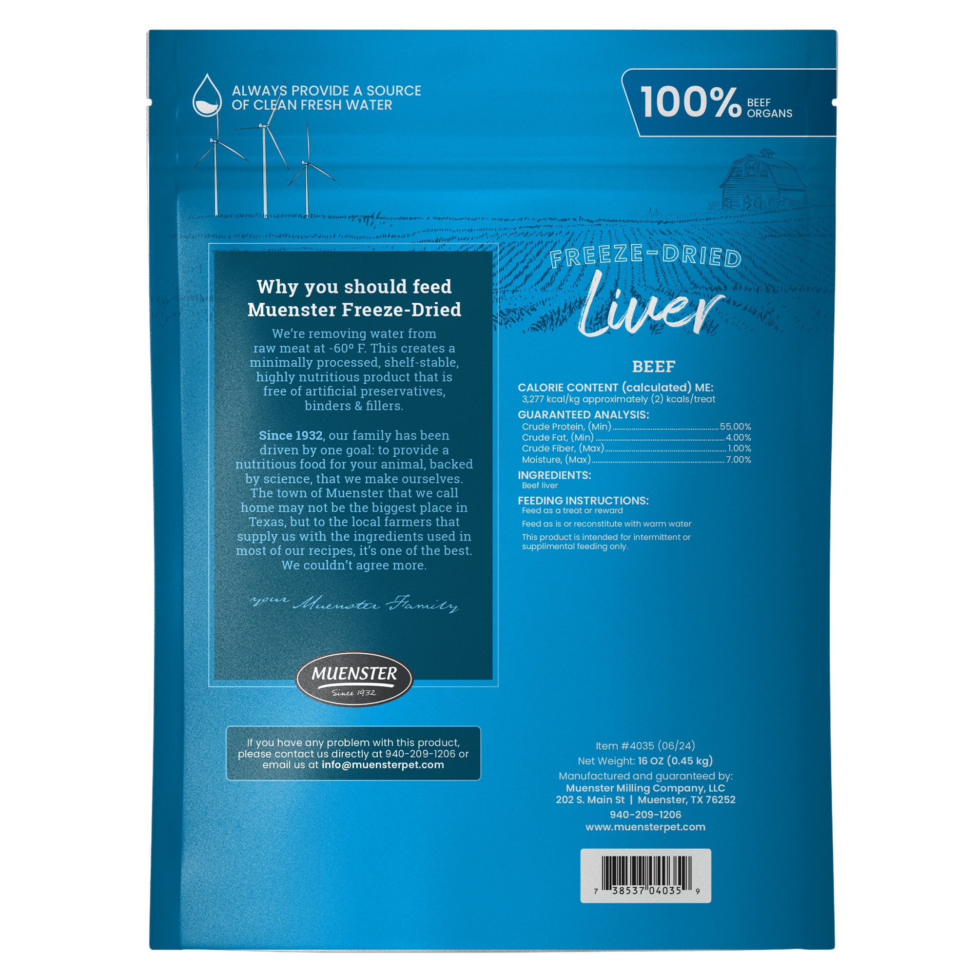 Muenster Freeze-Dried Singler Ingredient Treats Beef Liver 