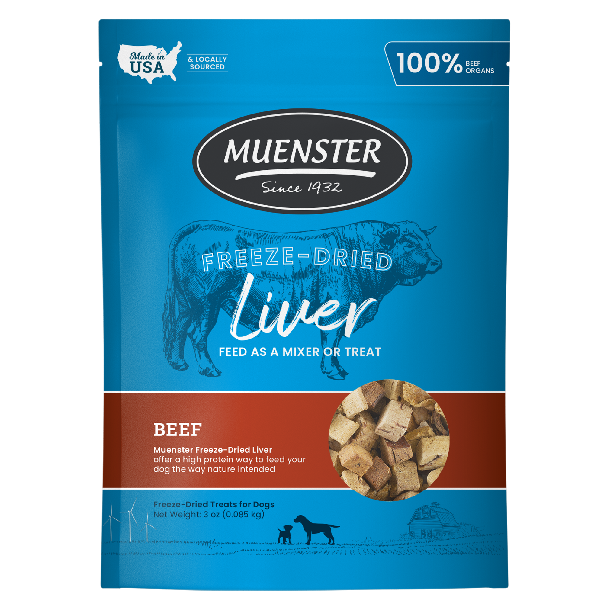 Muenster Freeze-Dried Singler Ingredient Treats Beef Liver 