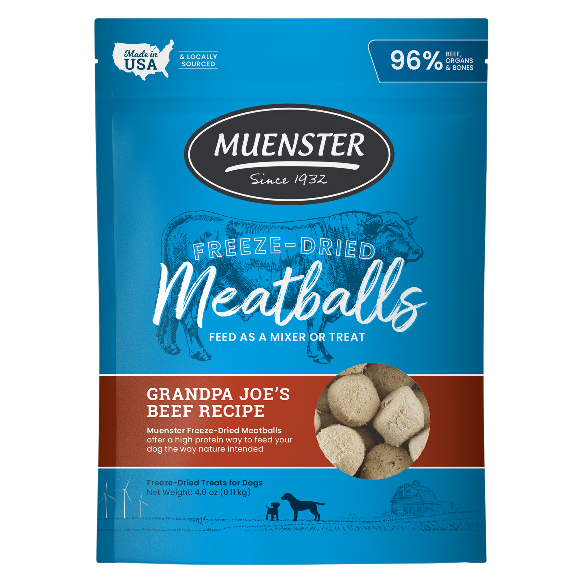 Muenster Freeze-Dried Beef Meatball Treats for Dogs
