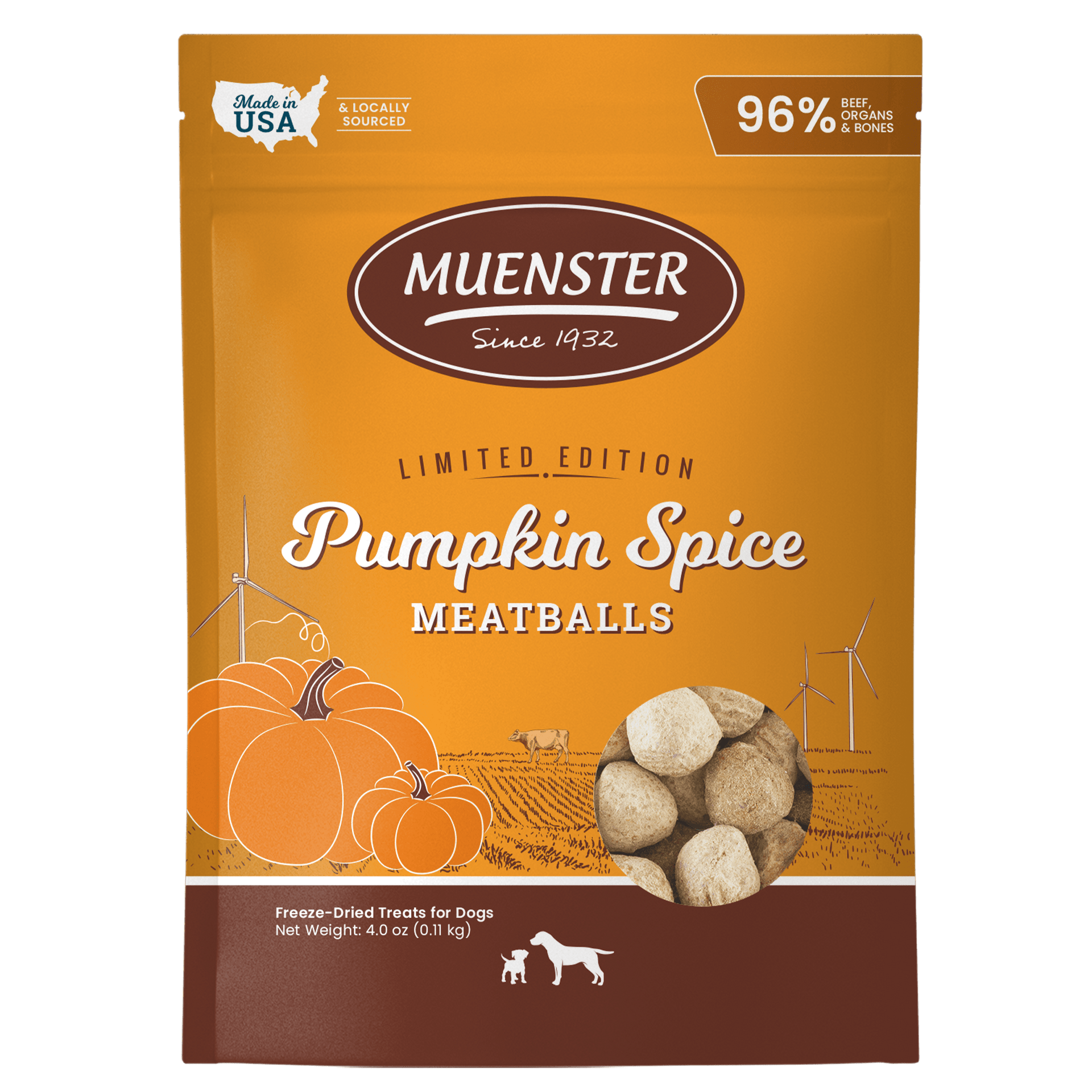 Freeze-Dried Pumpkin Spice Meatballs Dog Treats – Muenster Pet