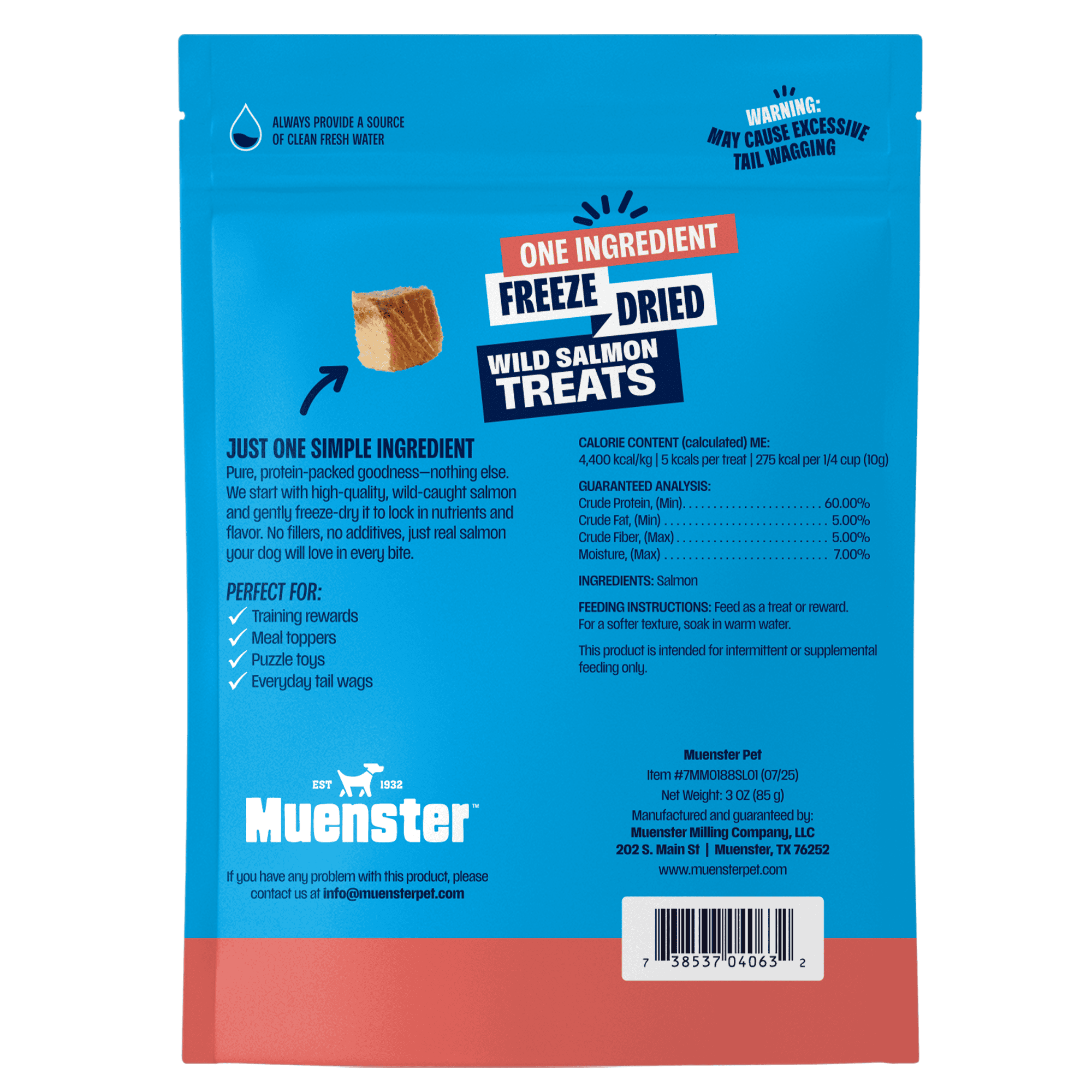 Muenster Freeze Dried dog treats one ingredient salmon