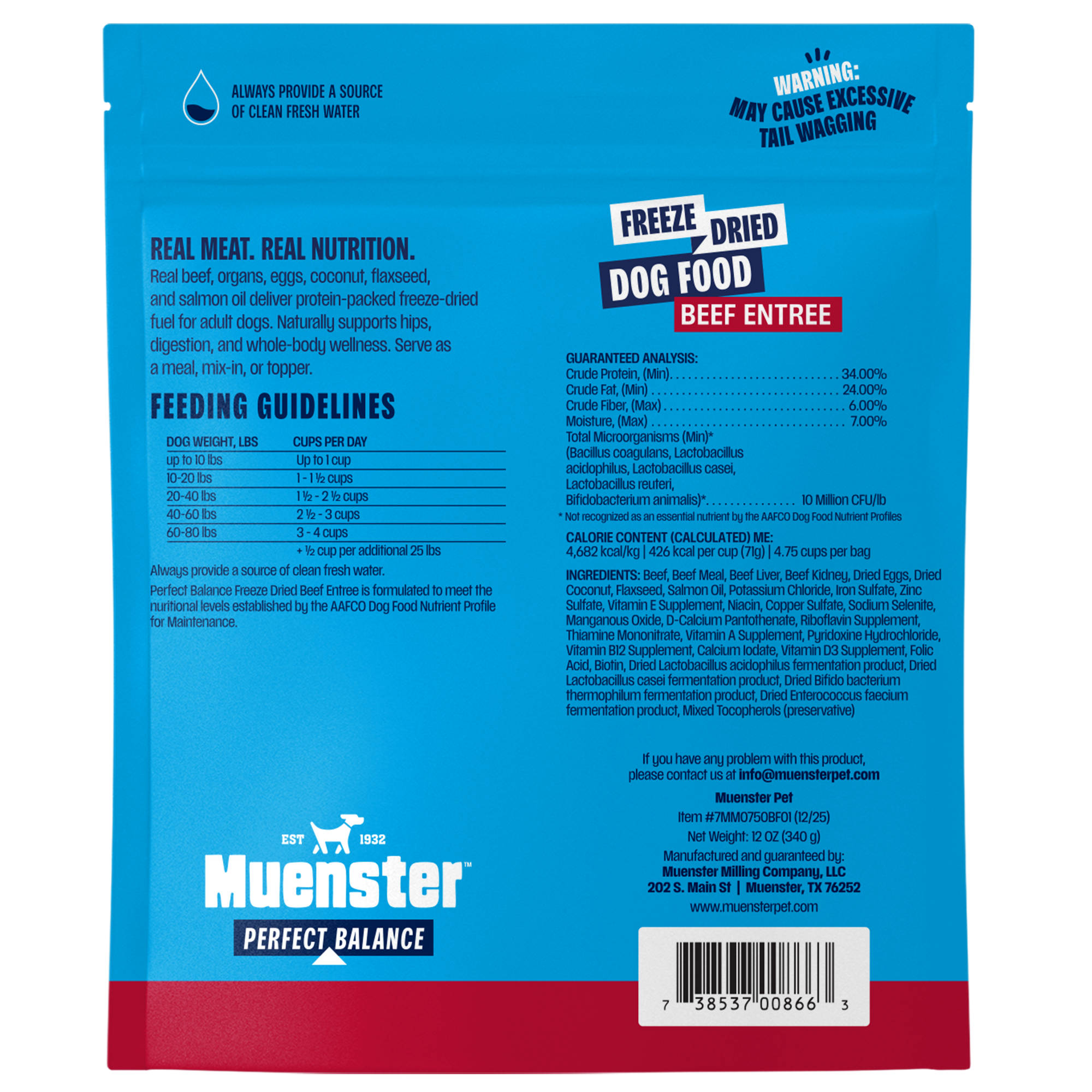 Perfect Balance Freeze-Dried Beef Bites Dog Food, Treat and Topper, 12 oz bag