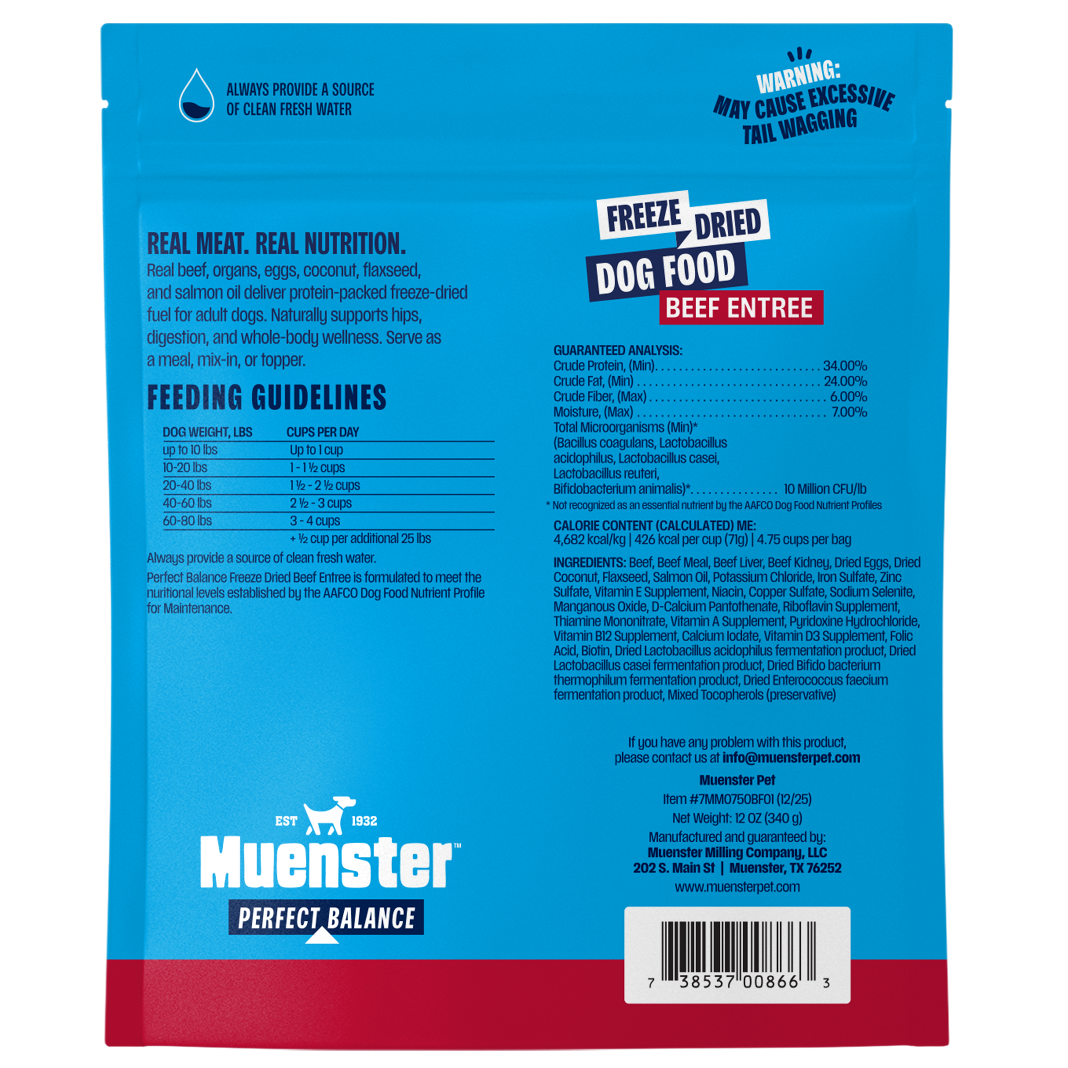 Perfect Balance Freeze-Dried Beef Bites Dog Food, Treat and Topper, 12 oz bag