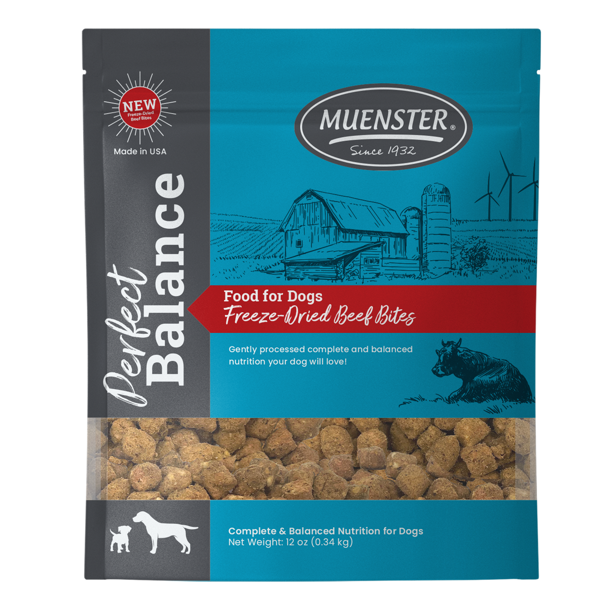 Muenster Perfect Balance Freeze-Dried Beef Bites Complete & Balanced Dog Food
