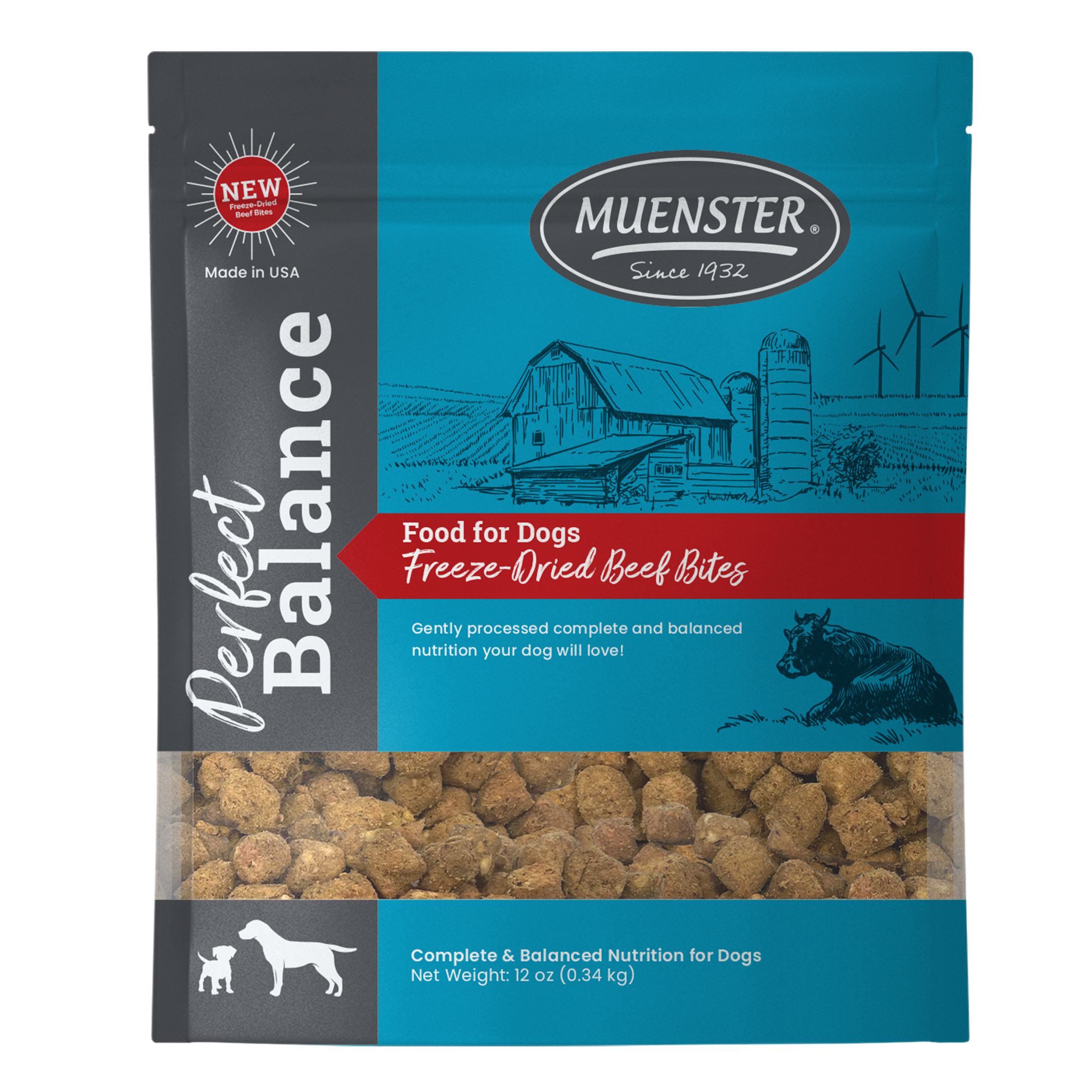 Muenster Perfect Balance Freeze-Dried Beef Bites Complete & Balanced Dog Food
