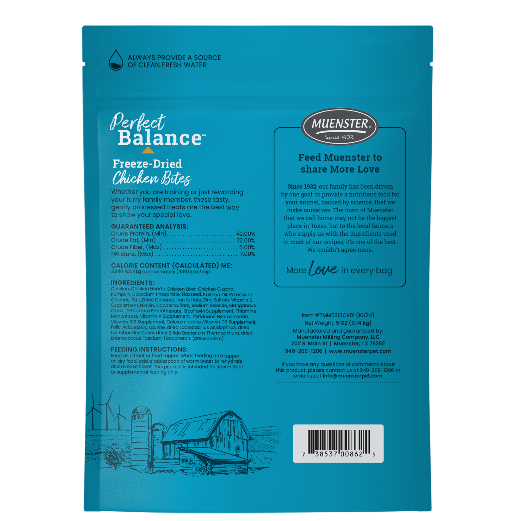 Chicken Bites Freeze Dried back of the bag
