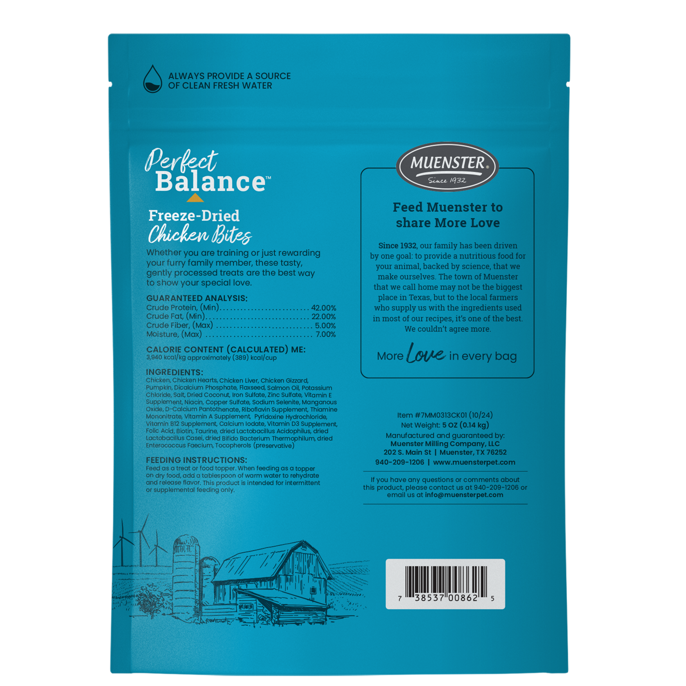 Chicken Bites Freeze Dried back of the bag