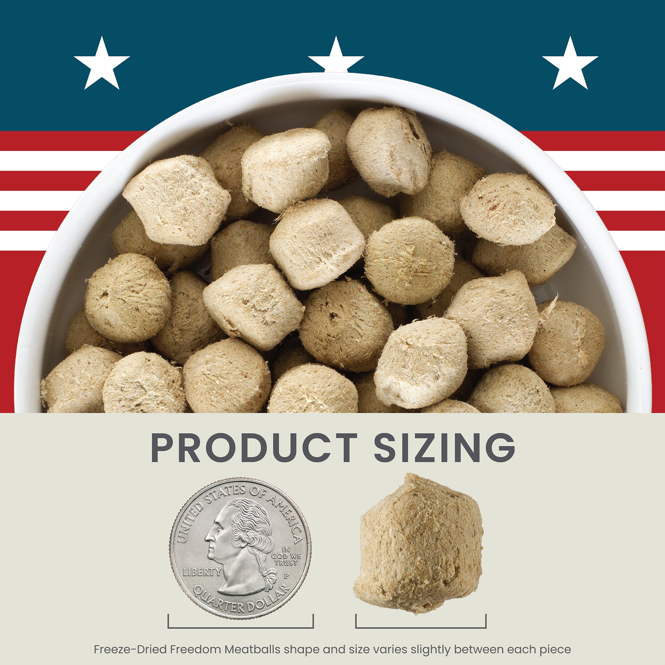 Limited Edition Freeze-Dried USA-Beef Freedom Meatballs Dog Treats