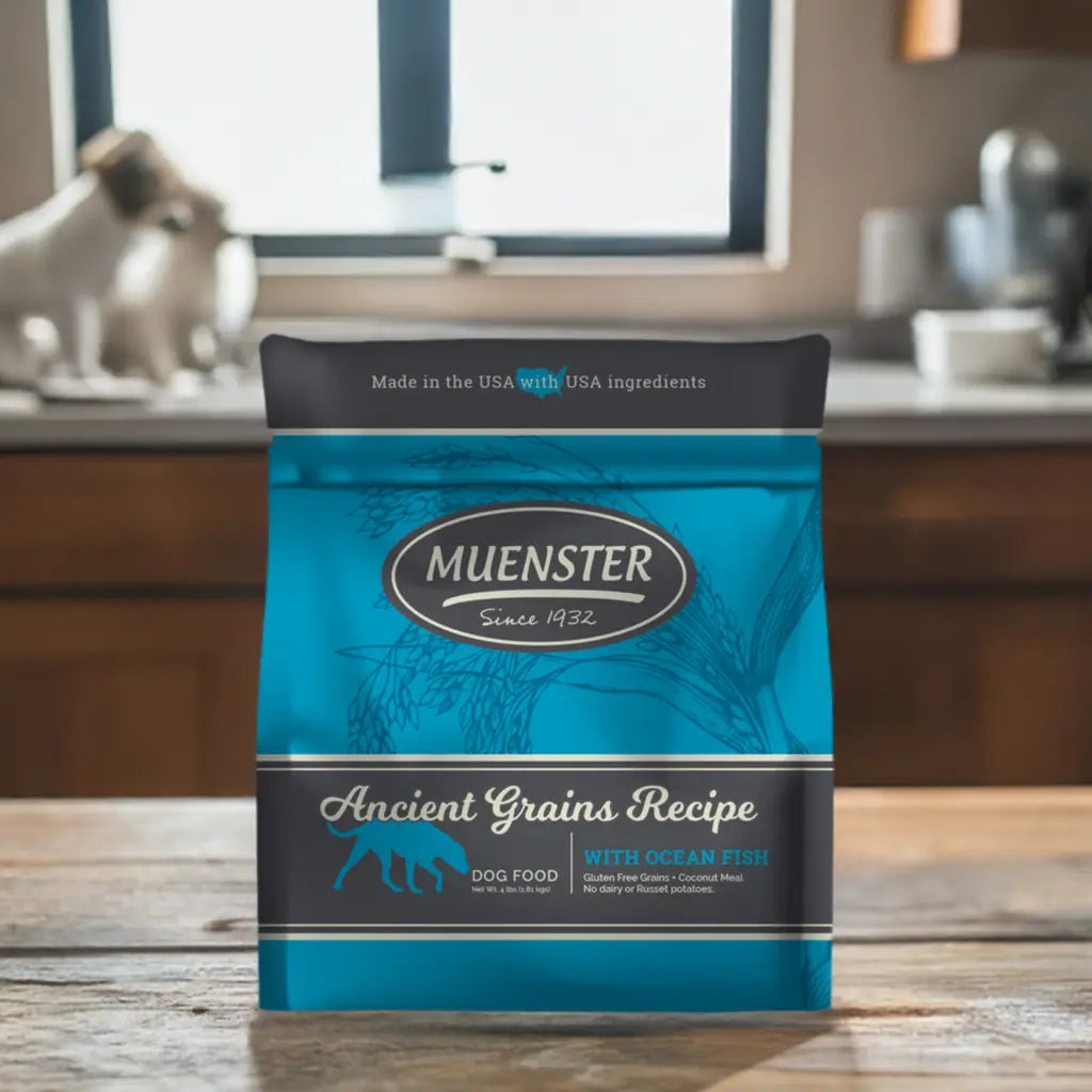 Muenster Ancient Grains Ocean Fish recipe dog food 4 lb