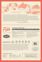 Grain Free Salmon back of bag with ingredients, guaranteed analysis and feeding guidelines