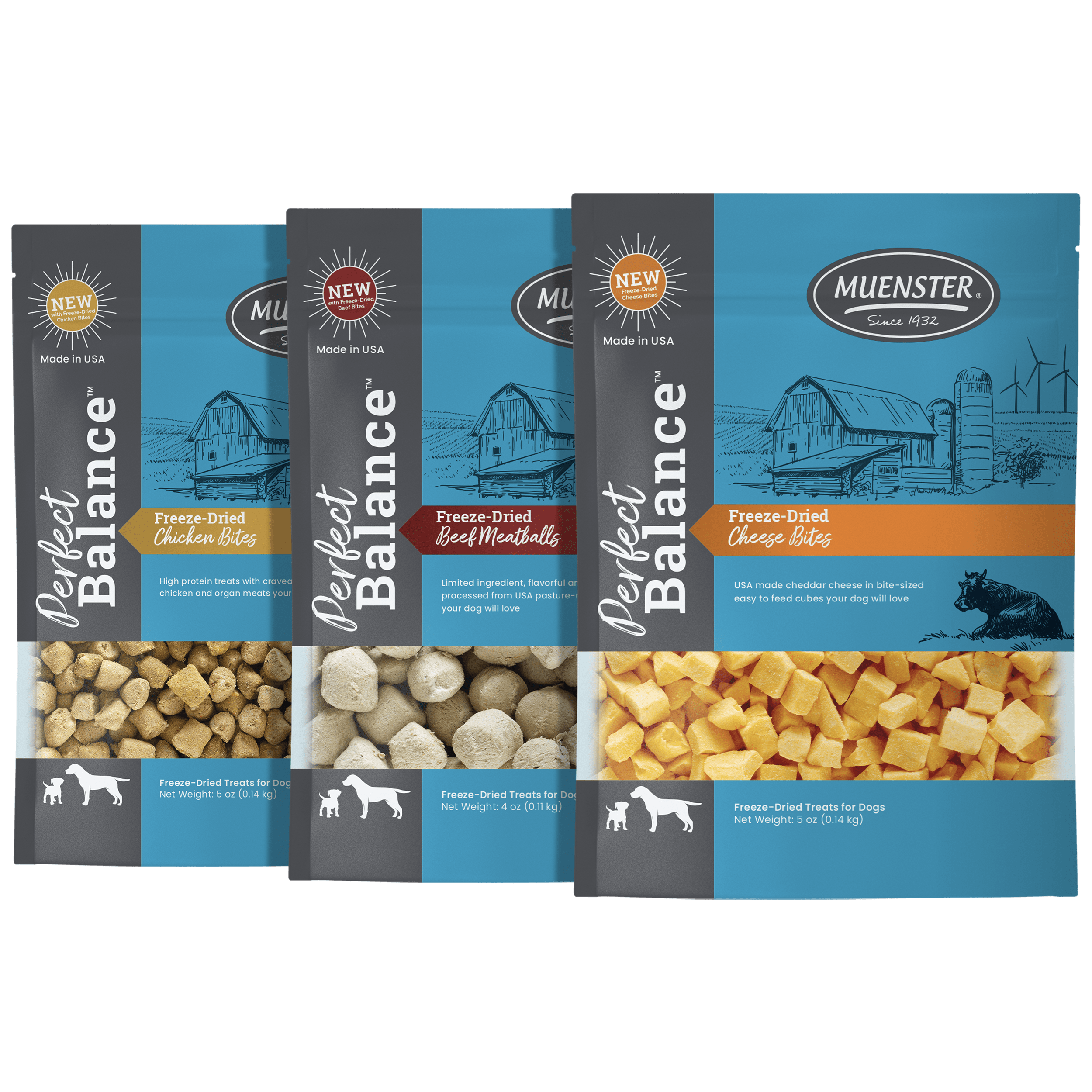 Perfect Balance Dog Treats - Cheese, Beef Meatballs, Chicken Bites