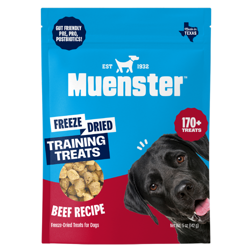 Muenster Freeze-Dried Beef Training Treats for Dogs, 5 oz bag, front
