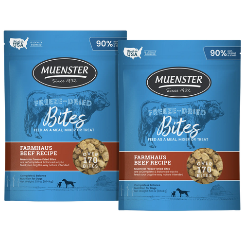 Beef Bites Freeze-Dried Complete & Balanced for Dogs Topper, Meal, Treat, 2 x 5 oz bags